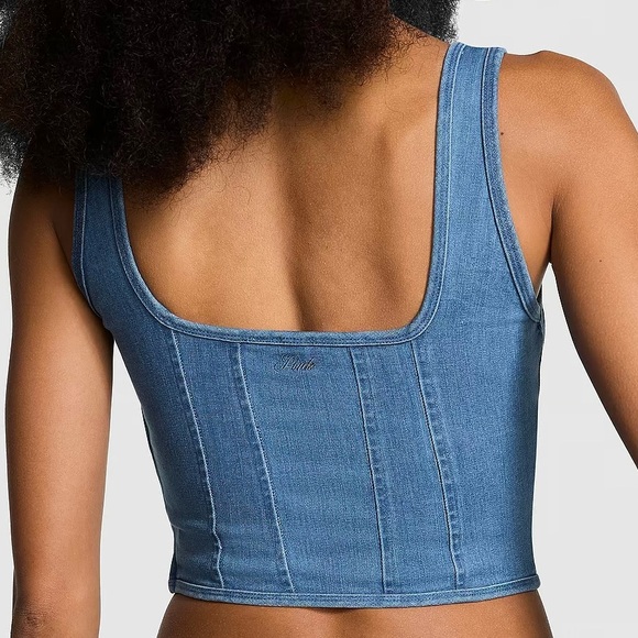 Victoria’s Secret | Pink | Blue Denim-Inspired Corset Top - Picture 2 of 5